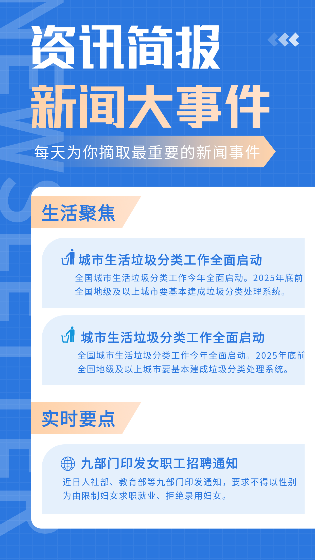 蓝色商务资讯简报新闻大事件热点资讯宣传海报