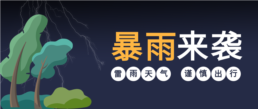 雷雨暴雨天气预警安全出行通知微信公众号首图