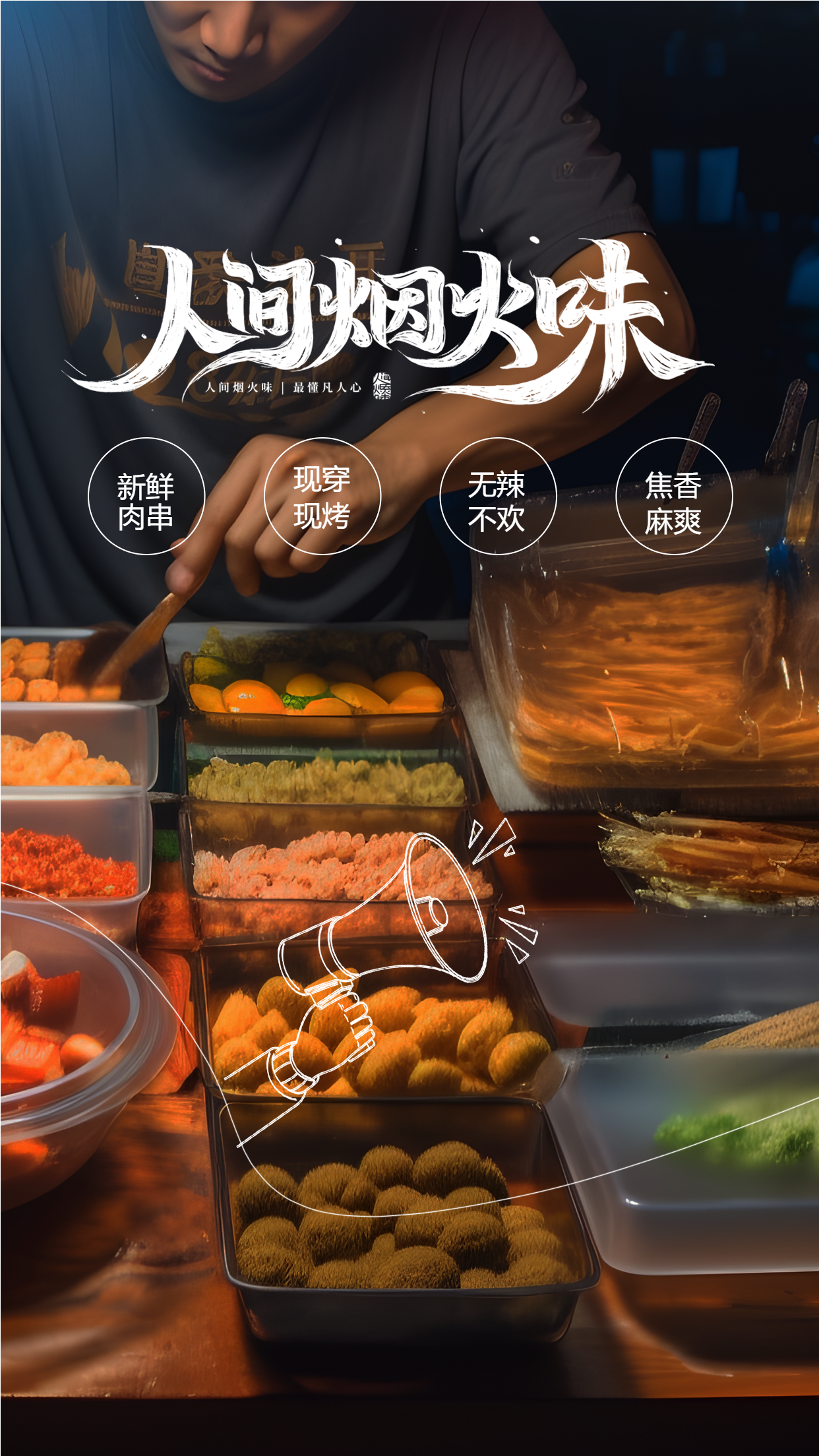 夜市美食专享人间烟火味手机海报