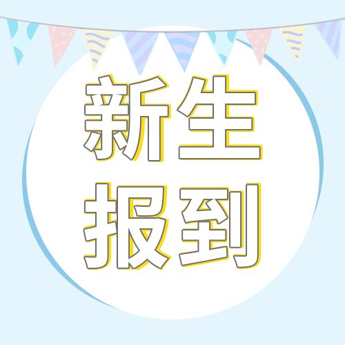 简约卡通淡蓝色彩旗新生报到公众号次图