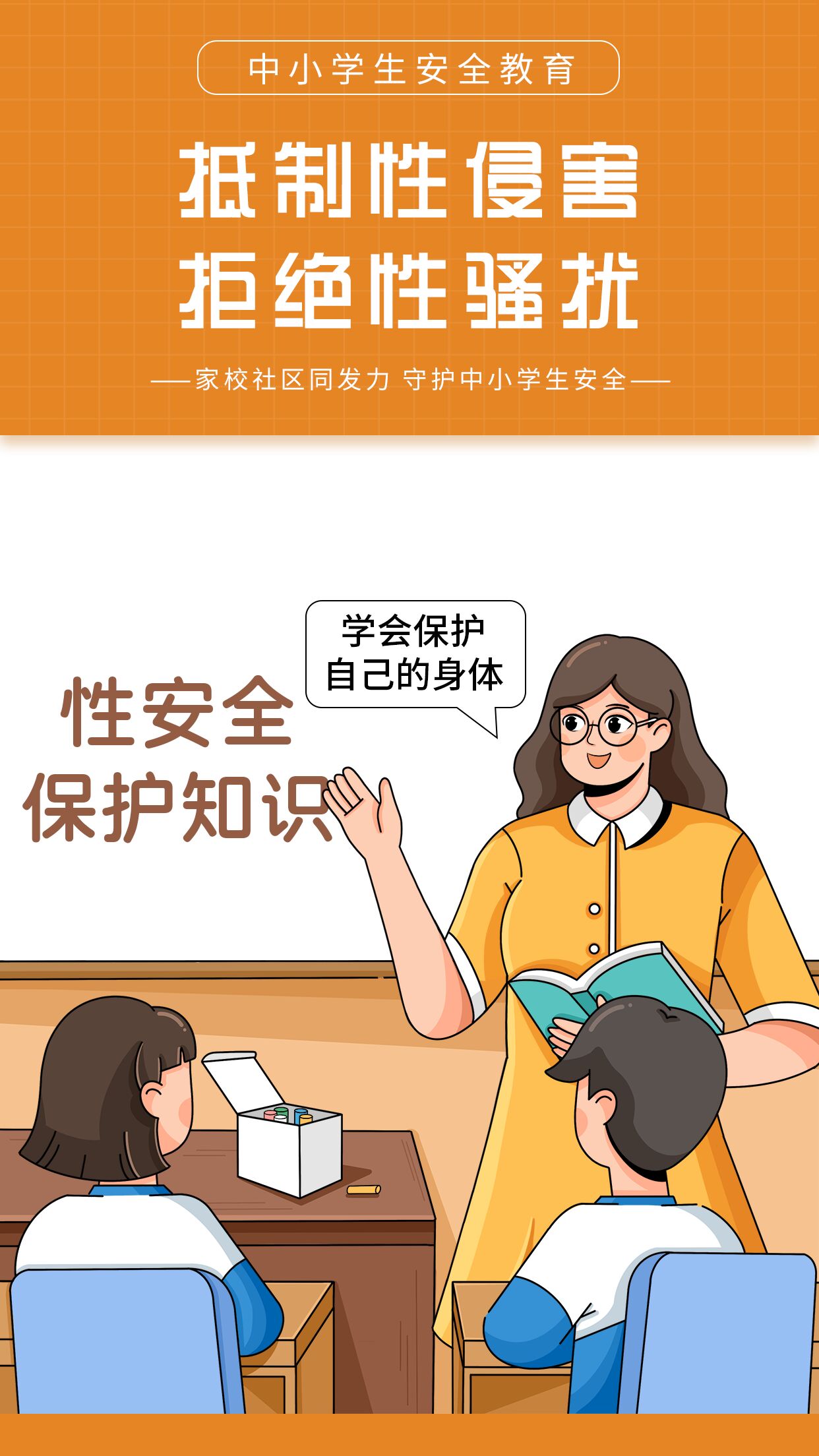 中小学性安全保护抵制性侵害拒绝性骚扰知识宣传海报