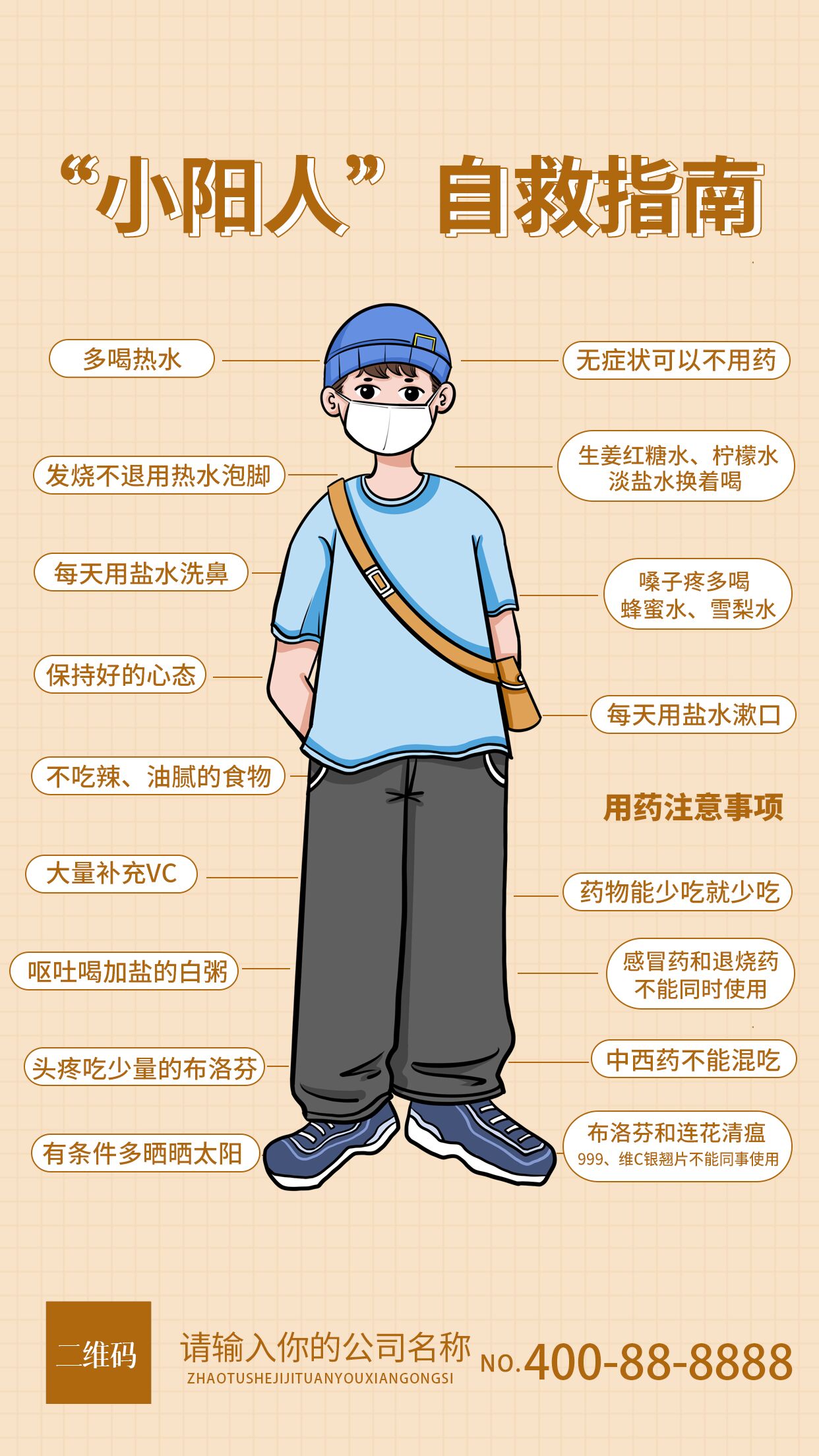 小阳人自救指南注意事项宣传手机海报